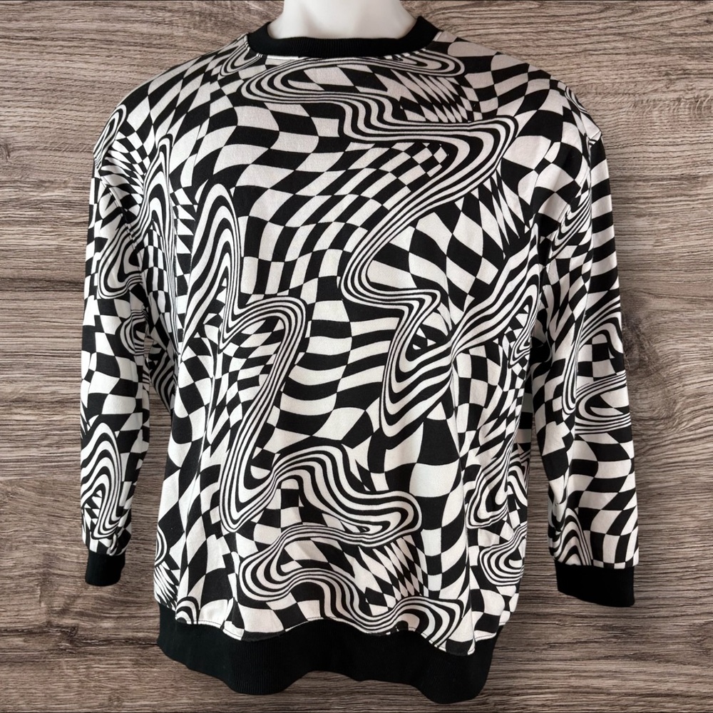 Wild Fable Women's XXL Black White Geometric Print Sweatshirt Abstract (913)